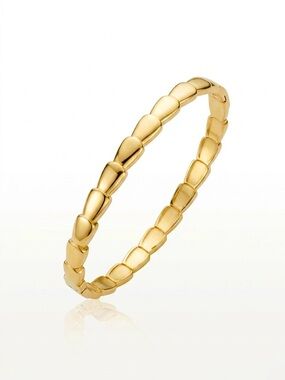 14K Gold Plated Snake Scale Bangle Bracelet | Statement Jewelry